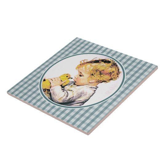 ヴィンテージ男の赤ちゃんとダクリングイースターギフト タイル (側面)