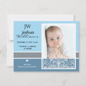 ヴィンテージ男の赤ちゃんの写真発生の告知 案内状 (正面)