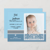 ヴィンテージ男の赤ちゃんの写真発生の告知 案内状 (正面/裏面)