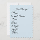 ヴィンテージ男の赤ちゃんの誕生発表 招待状 (裏面)