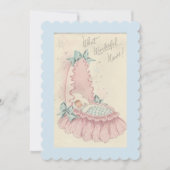 ヴィンテージ男の赤ちゃんの誕生発表 招待状 (正面)