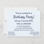 ヴィンテージ男の赤ちゃんまたは女の子の誕生日パーティー 招待状 (裏面)