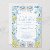 ヴィンテージ男の赤ちゃんシャワーと弓招待状 招待状 (正面)