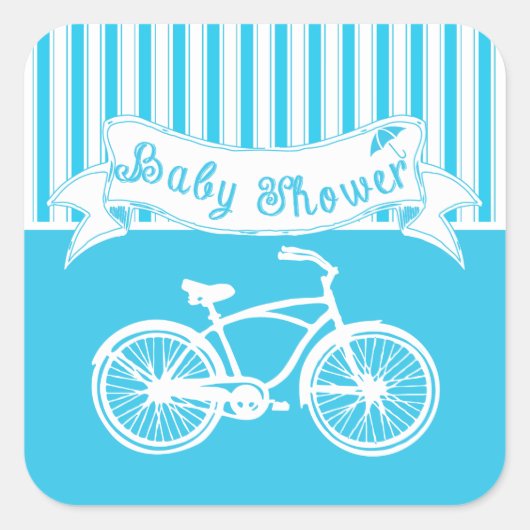 ヴィンテージ男の赤ちゃんシャワーシール スクエアシール (正面)