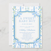 ヴィンテージ男の赤ちゃんシャワー付き弓 招待状 (正面)
