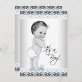 ヴィンテージ男の赤ちゃんシャワー 招待状 (正面/裏面)