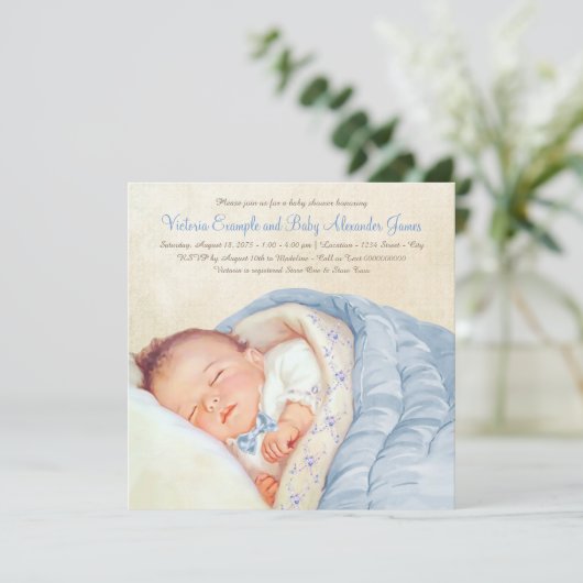 ヴィンテージ男の赤ちゃんシャワー 招待状 (スタンド正面)