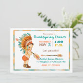 ヴィンテージ男の赤ちゃんトライバルヘアドスサンクスギビング 招待状 (スタンド正面)
