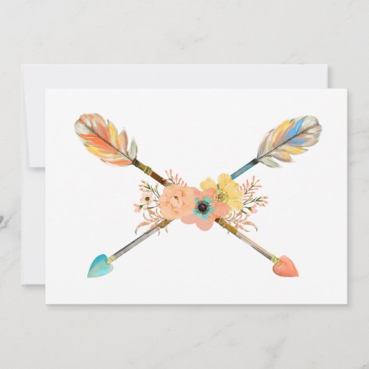 ヴィンテージ男の赤ちゃんトライバルヘアドスサンクスギビング 招待状 (裏面)