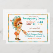 ヴィンテージ男の赤ちゃんトライバルヘアドスサンクスギビング 招待状 (正面/裏面)