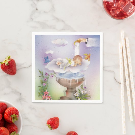 ヴィンテージ男の赤ちゃんバプテスマ《キリスト教》洗礼式や命名式ナプキン スタンダードカクテルナプキン (インサイチュ)