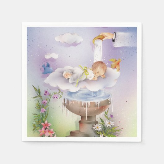 ヴィンテージ男の赤ちゃんバプテスマ《キリスト教》洗礼式や命名式ナプキン スタンダードカクテルナプキン (正面)