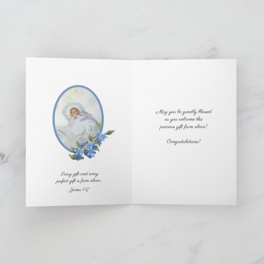 ヴィンテージ男の赤ちゃん宗教聖なる書物、 経典エンジェルカード カード (内部)