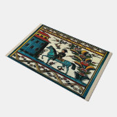 ヴィンテージ男の馬、追加文字の書式 ドアマット (アングル)