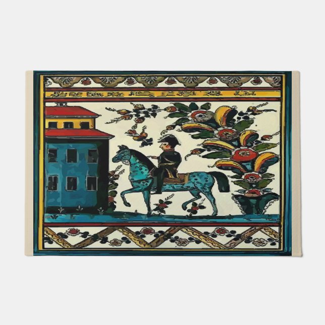 ヴィンテージ男の馬、追加文字の書式 ドアマット (正面)