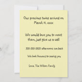 ヴィンテージ男児ツインズ誕生のお知らせ 案内状 (裏面)