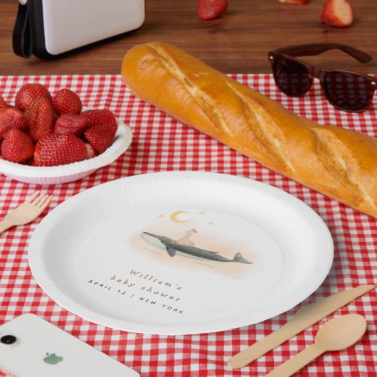 ヴィンテージ男女兼用クジラとアヒルの赤ちゃんシャワー ペーパープレート (ピクニック)