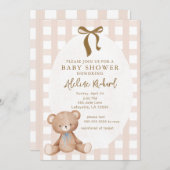 ヴィンテージ男女兼用テディベア赤ちゃんシャワー 招待状 (正面/裏面)