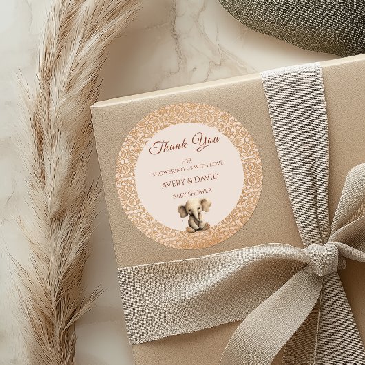 ヴィンテージ男女兼用ベージュクラシックベビーシャワー ラウンドシール