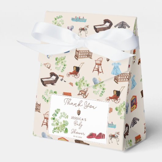 ヴィンテージ男女兼用子供部屋トイズベビーシャワー フェイバーボックス (正面サイド)