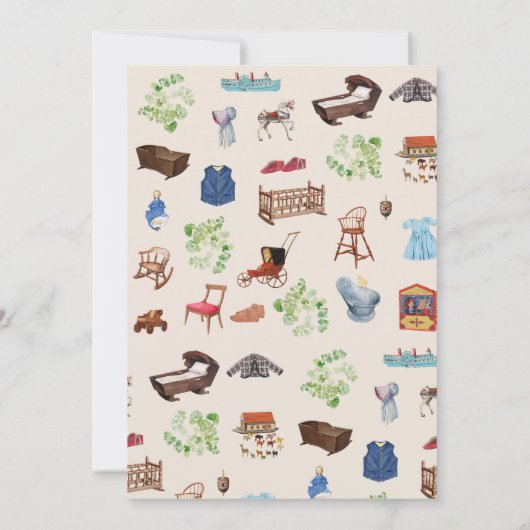 ヴィンテージ男女兼用子供部屋トイズベビーシャワー 招待状 (裏面)