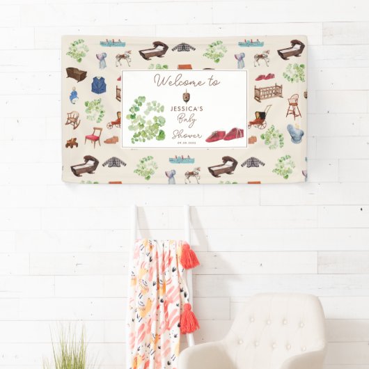 ヴィンテージ男女兼用子供部屋トイズベビーシャワー 横断幕 (インサイチュ)