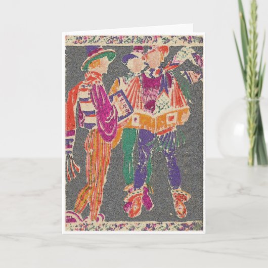 ヴィンテージ男性インタイツクリスマスキャロリング シーズンカード (正面)