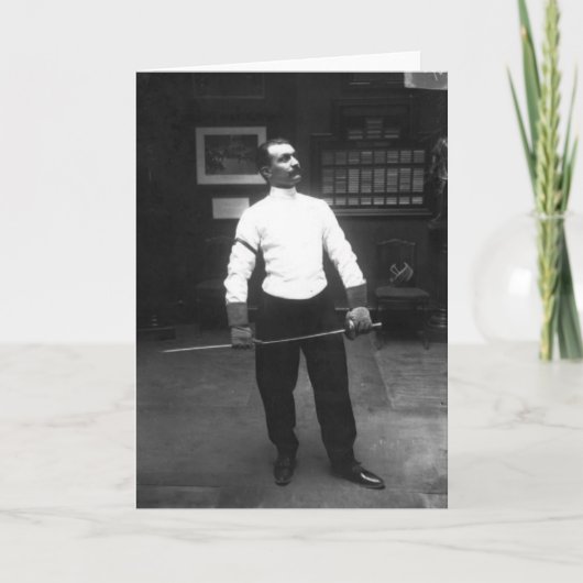 ヴィンテージ男性箔消音器ノートカード カード (正面)