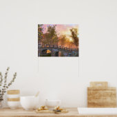 ヴィンテージ画像、デルフト、運河の橋 ポスター (キッチン)