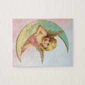 ヴィンテージ画像 – 天使が三日月に座る ジグソーパズル (横)