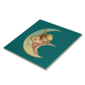 ヴィンテージ画像 – 天使が三日月に座る タイル (側面)