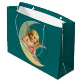 ヴィンテージ画像 – 天使が三日月に座る ラージペーパーバッグ (裏面アングル)