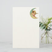 ヴィンテージ画像 – 天使が三日月に座る 便箋 (スタンド正面)