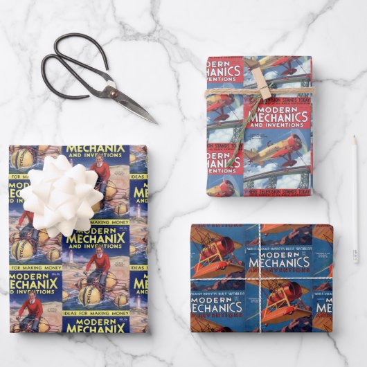 ヴィンテージ発明誌の表紙 ラッピングペーパーシート (正面)