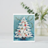 ヴィンテージ白いクリスマスツリー シーズンカード (スタンド正面)