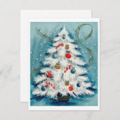 ヴィンテージ白いクリスマスツリー シーズンカード (正面/裏面)