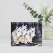 ヴィンテージ白いスコットランドテリアのスコッチテリアの郵便はがき ポストカード (スタンド正面)