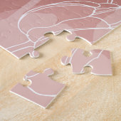 ヴィンテージ白いチューリップピンク背景 ジグソーパズル (側面)