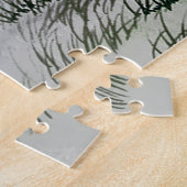 ヴィンテージ白いハトと葉グレーの赤いハト ジグソーパズル (側面)