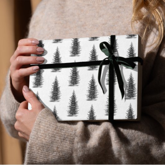 ヴィンテージ白いミニマルトウヒのメリークリスマス ラッピングペーパー