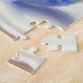 ヴィンテージ白い子猫と紫リボン ジグソーパズル (側面)