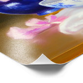 ヴィンテージ白い子猫と紫リボン フォトプリント            (角)