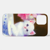 ヴィンテージ白い子猫と紫リボン Case-Mate iPhoneケース (裏面 (横))