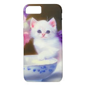 ヴィンテージ白い子猫と紫リボン Case-Mate iPhoneケース (裏面)