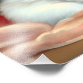 ヴィンテージ白い子猫イラストレーションと赤い花 フォトプリント            (角)