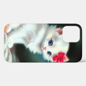 ヴィンテージ白い子猫イラストレーションと赤い花 Case-Mate iPhoneケース (裏面 (横))