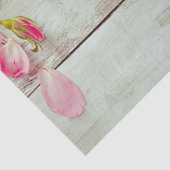 ヴィンテージ白い木製の壁ピンクのバラ、みすぼらしいシック 薄葉紙 (詳細)