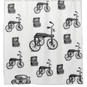 ヴィンテージ白い自転車のショーカーテン シャワーカーテン (正面)
