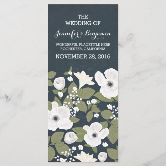 ヴィンテージ白い花のリース結婚式プログラム プログラム (正面)