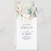 ヴィンテージ白い花エレガントな結婚式のプログラム プログラム (正面/裏面)